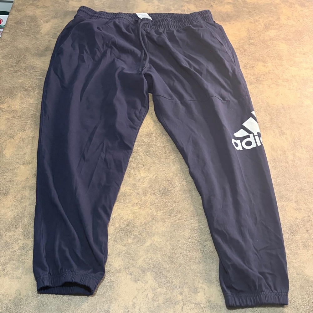 Adidas Joggers Mens 2XL Navy Blue Logo Graphic Elastic Waist Sweatpants 7180
